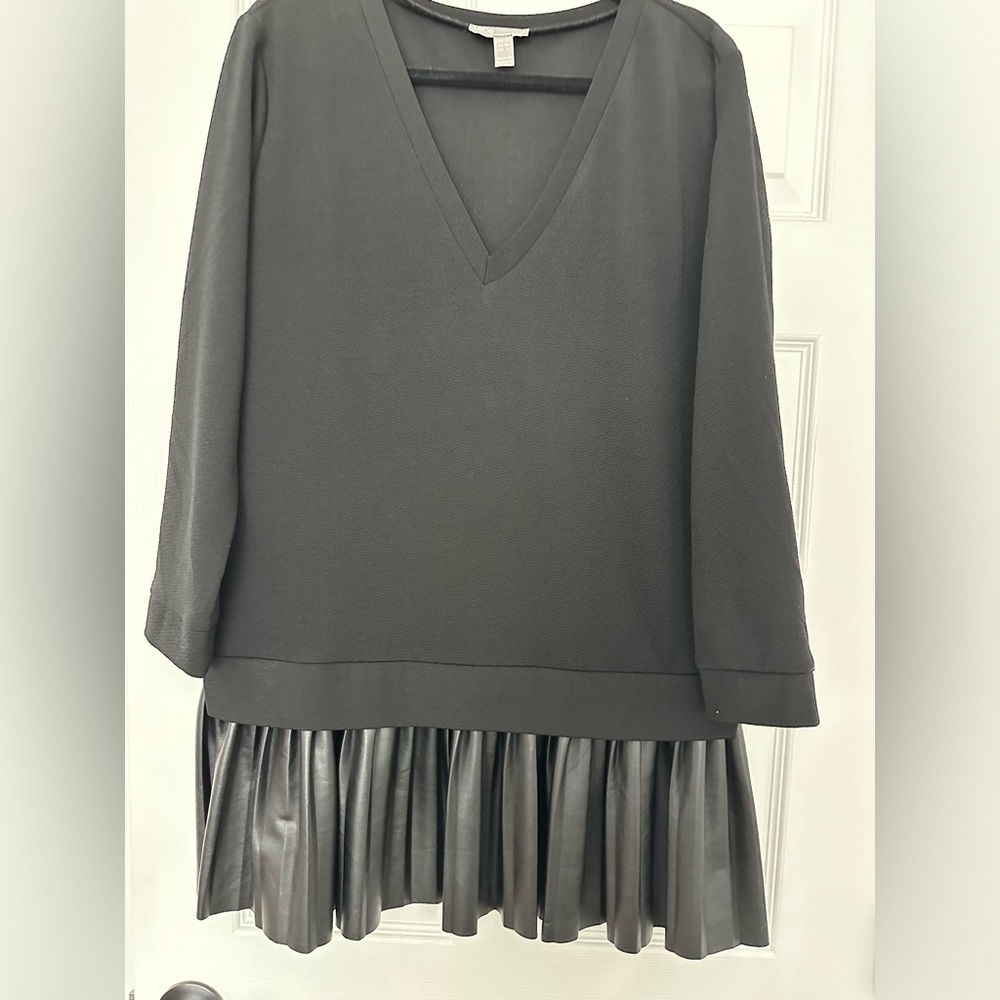 Two Tiered Dress with Faux Leather Details